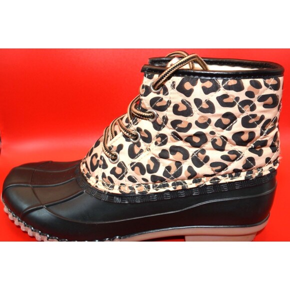 Magellan Outdoors Youth Duck Boots Size 6 Leopard Print Waterproof Winter Rain - Picture 5 of 10
